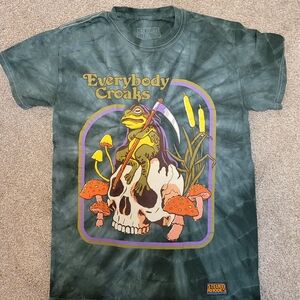 Steven Rhodes Everybody Croaks Frog Skull Graphic T-Shirt - Green